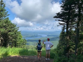 Family Hiking To Top of Mt Snow